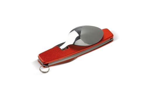 Foldable cutlery in multi-tool Red