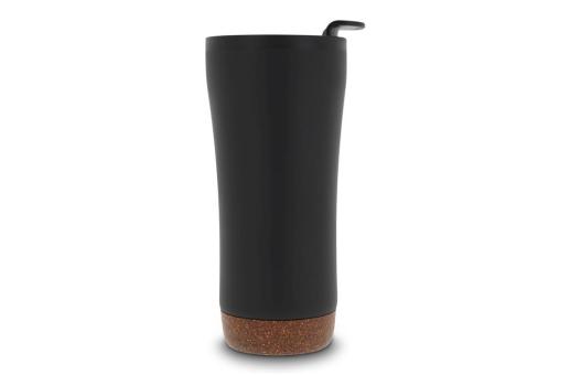 Doppelwandiger Becher mit einem Korkboden 480ml Schwarz