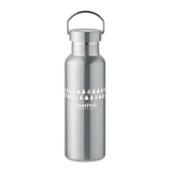 FLORENCE Double wall bottle 500 ml Flat silver