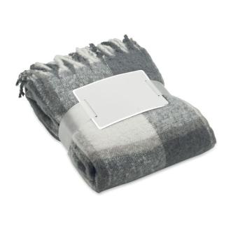 QUET Karierte Mohair-Decke Grau