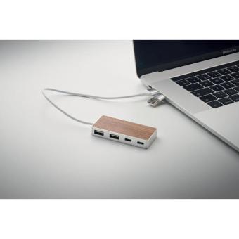 UBAH USB hub 4 ports 27,5 cm Timber