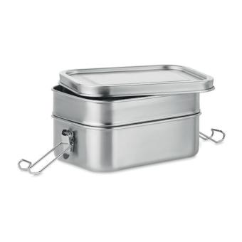 DOUBLE CHAN Lunchbox aus Edelstahl Silber matt