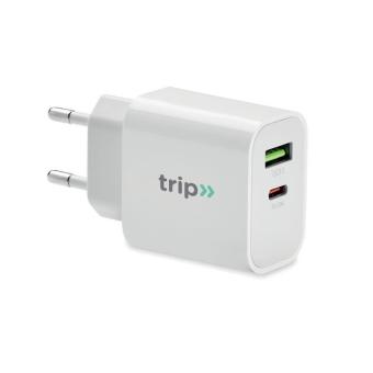 18W 2 port USB charger EU plug White