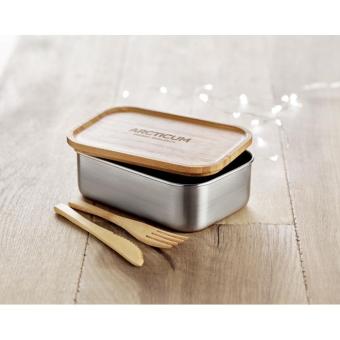 SAVANNA Stainless steel lunchbox 600ml Timber