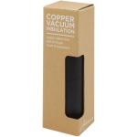 Ljungan 500 ml copper vacuum insulated stainless steel bottle with PU leather strap and lid Black