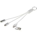 Metal 4-in-1 recycled aluminium charging cable with keychain Silver