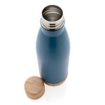 XD Collection Vacuum stainless steel bottle with bamboo lid and bottom Aztec blue