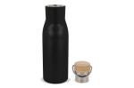 Isolier-Flasche mit Bambusdeckel, 500ml Schwarz