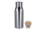 Isolier-Flasche mit Bambusdeckel, 500ml Silber