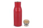 Isolier-Flasche mit Bambusdeckel, 500ml Dunkelrot