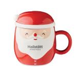 SANTA Ceramic mug with lid 370 ml Red