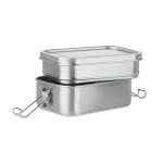 DOUBLE CHAN Lunchbox aus Edelstahl Silber matt