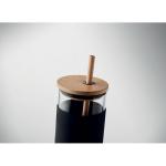 STRASS Glass tumbler 450ml bamboo lid Black