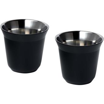 Duo 80 ml RCS-zertifiziertes Espressotassen Set aus Edelstahl Schwarz