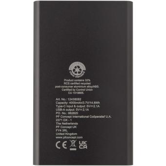 Pep 4000 mAh Type-C recycled aluminium power bank Titanium