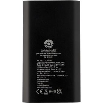 Juice 4000 mAh Typ-C kabellose Powerbank aus recyceltem Aluminium Schwarz