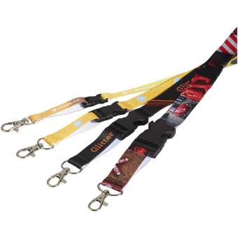 Balta sublimation lanyard with safety breakaway and buckle, black/white Black/white | 10mm