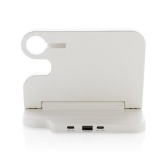 XD Collection Joltz RCS recycled plastic dual 15W charger with iWatch slot White