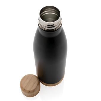 XD Collection Vacuum stainless steel bottle with bamboo lid and bottom Black