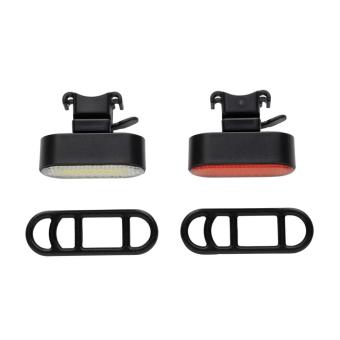 XD Collection Lumino RCS recycled plastic USB re-chargeable bike light set Black