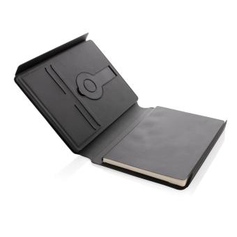 Swiss Peak RCS rePU notebook with 2-in-1 wireless charger Black