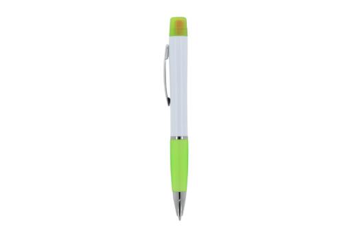 Ball pen Hawaii with tri-colour highlighter White/green