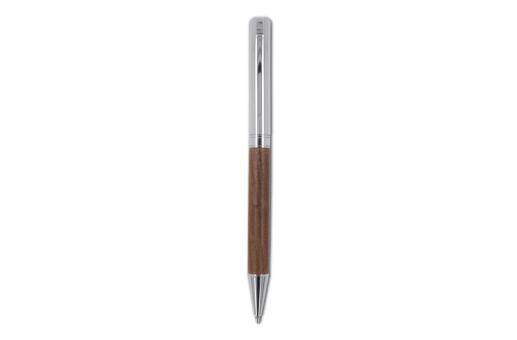 Metal ball pen and rollerball set walnut wood in gift box Timber