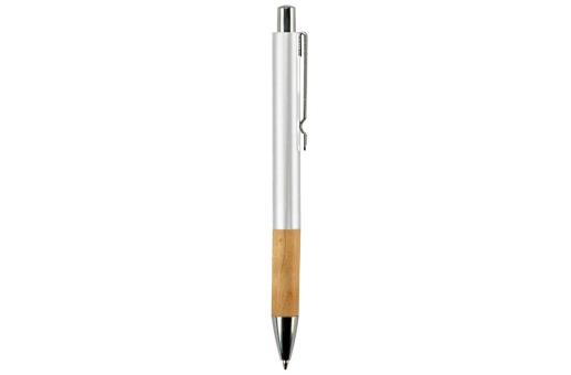 Metal pen with wooden grip Silver