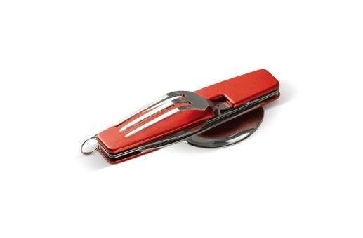 Foldable cutlery in multi-tool Red