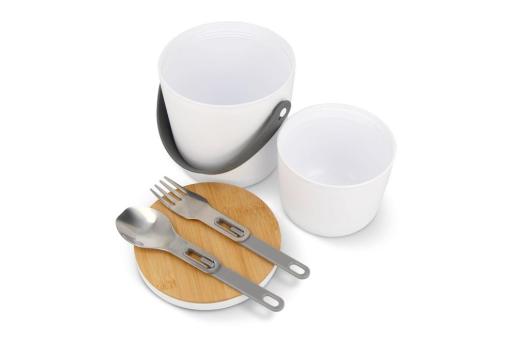 Lunch Containers R-PP & Bamboo White