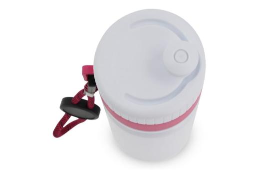 Sports bottle with edge and cord 750ml Pink/white