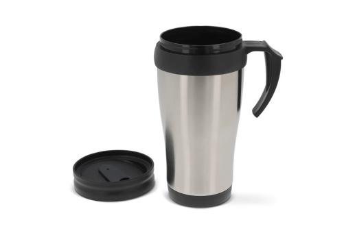 Double walled coffee mug metal 350ml Silver