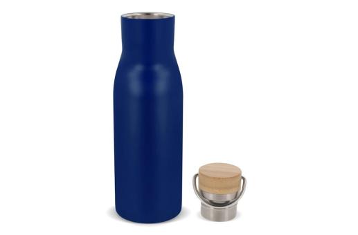 Isolier-Flasche mit Bambusdeckel, 500ml Dunkelblau