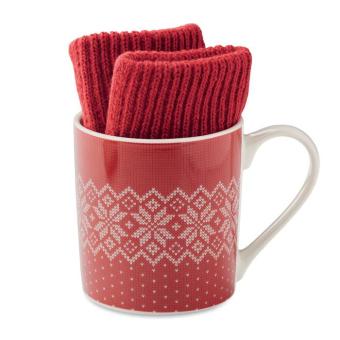 COPITO SET Winter gift mug and gloves set Red