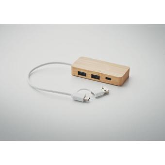 HUBBAM Bamboo USB 3 ports hub Timber