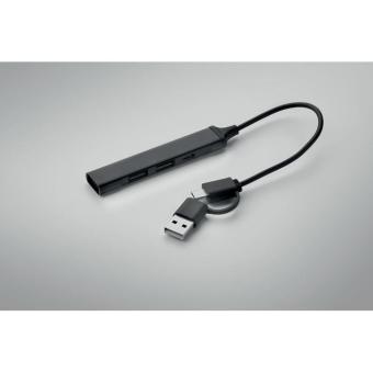 CURRENT USB 4 port hub 19 cm Black