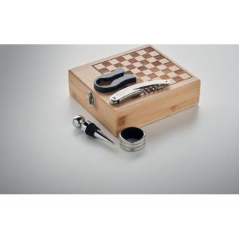 CHESSET Chess board wine set Timber