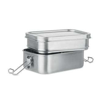 DOUBLE CHAN Stainless steel lunch box Flat silver