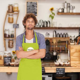 KITAB Kitchen apron in cotton Lime