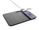 Swiss peak RCS recycled PU 15W 3 in 1 charging mousepad Black