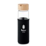 TINAROO Glass bottle bamboo lid 600ml Black