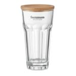 SEMPRE Glass with bamboo lid/coaster Transparent