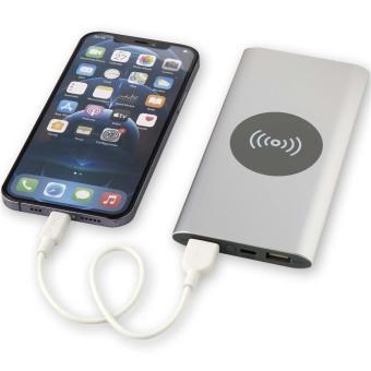 Juice 8000 mAh Type-C recycled aluminium wireless power bank Silver