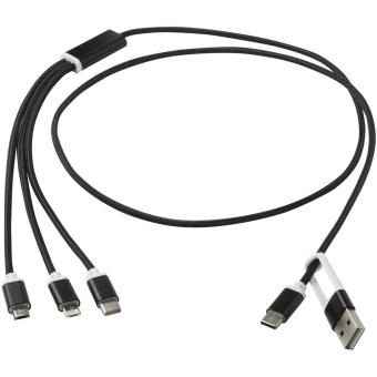 Versatile 5-1 recycled aluminium charging cable Black