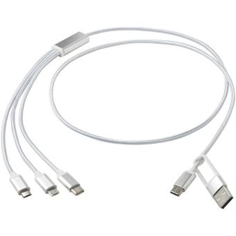 Versatile 5-1 recycled aluminium charging cable Silver