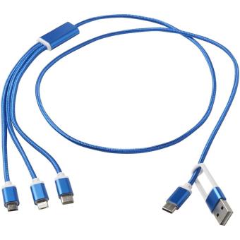 Versatile 5-1 recycled aluminium charging cable Dark blue