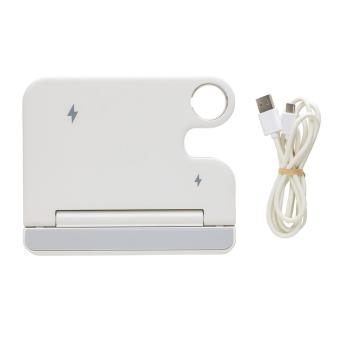 XD Collection Joltz RCS recycled plastic dual 15W charger with iWatch slot White