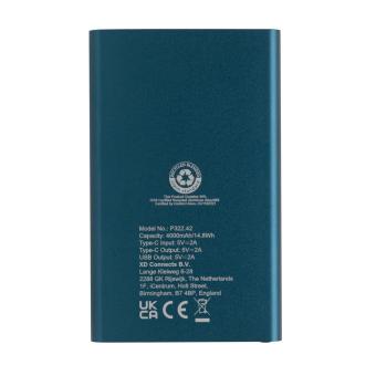 XD Collection 4.000mAh Type-C Powerbank aus RCS recyeltem ABS & Aluminium Blau