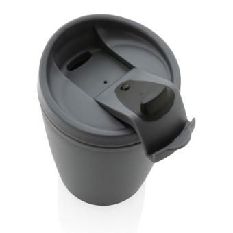 XD Collection GRS recycelter PP-Becher mit Flip-Deckel Grau