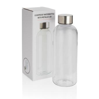 XD Collection Auslaufsichere Trinkflasche mit Metalldeckel Transparent